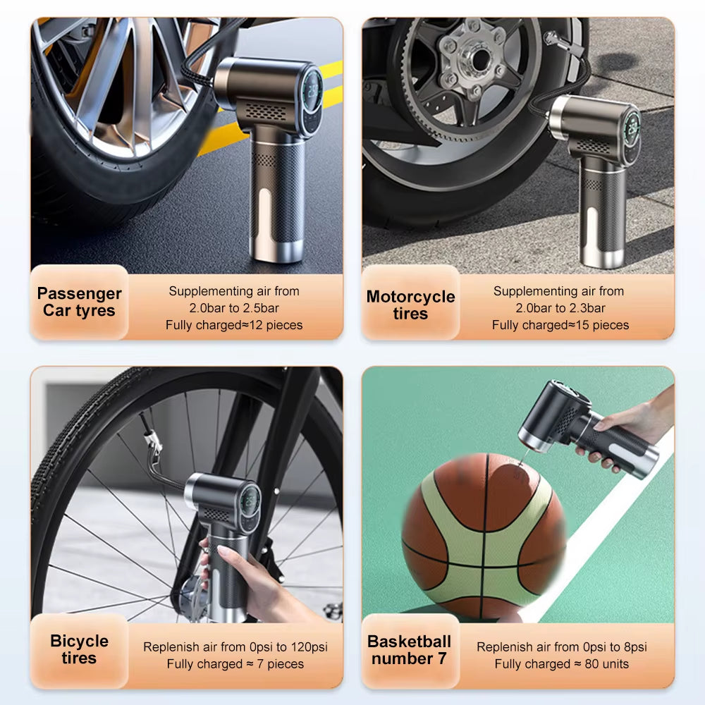 150PSI Wireless Car Air Compressor Electric Portable Smart Car Tire Air Pump for Motorcycle Bicycle Tire Air Filling Pump